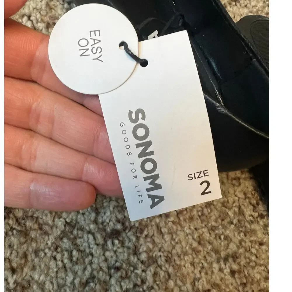 NWT Girls Sonoma Nariah Girls Dress Shoe, Size 2, Black, Glitter, Flats